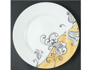 1 CORELLE Impressions TANGO 10 3/4" DINNER PLATE Gold Waves Black Floral *NEW