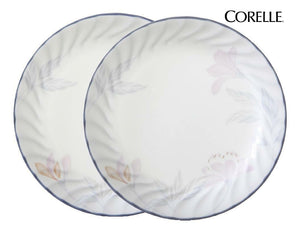 NEW 2 CORELLE Impressions PINK TRIO 7 1/4" Bread DESSERT Plates *Floral Grey Rims