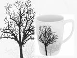 Corelle Square TIMBER SHADOWS 12-oz Porcelain MUG *Black Grey Leafless Branches