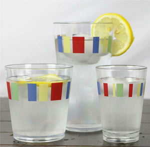 4 Corelle MEMPHIS Acrylic DRINKWARE Beverage Glasses Color Squares 19,14 or 8-oz