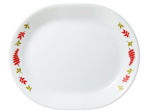 *NEW Corelle RAINFOREST 12 1/4" x 10" SERVING PLATTER Red Orange Fern Leaf Green