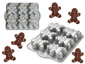 Nordicware GINGERBREAD KIDS Heavy Cast HOLIDAY CAKELET Pan 6 BOYS & GIRLS Cakes
