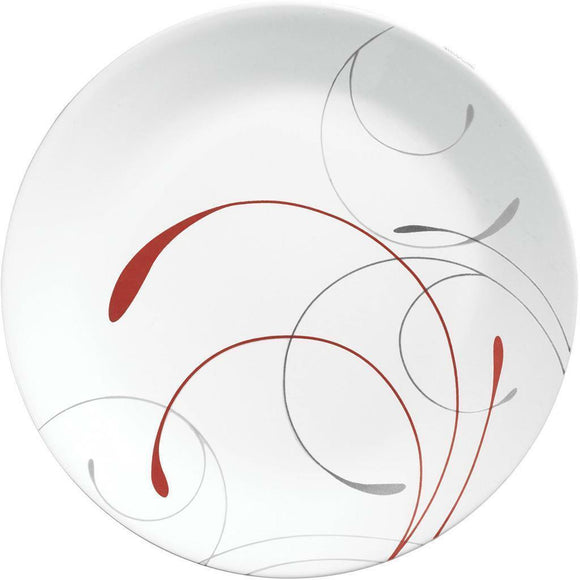 *New Corelle SPLENDOR 10 1/4 Round Coupe DINNER PLATE Energetic RED GRAY Scrolls