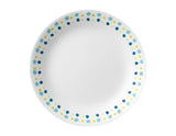 1 NEW Corelle KEY WEST 8 1/2" LUNCH PLATE Teal Blue Yellow Dots