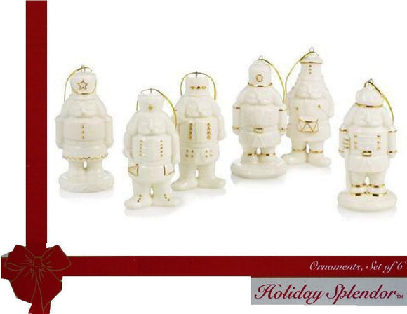 6-pc Mikasa NUTCRACKER PORCELAIN ORNAMENTS 24k Gold HOLIDAY Christmas Soldiers