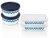 Pyrex SANTORINI SKY 4 Cup ROUND Storage Bowl * Greek Teal Turquoise Cobalt Blue