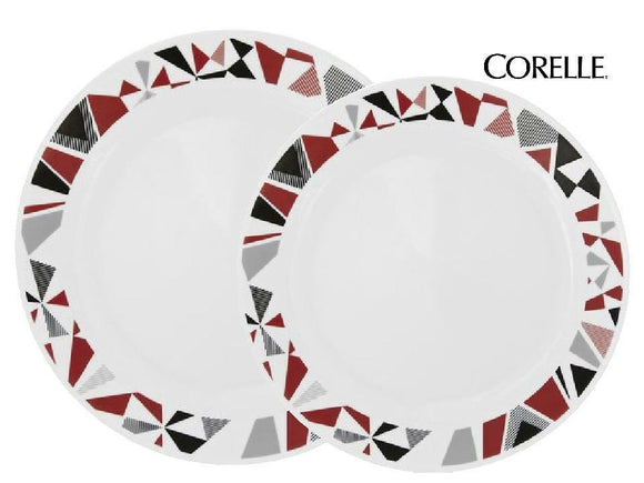 Corelle MOSAIC RED Choose: DINNER or LUNCH PLATE *Scarlet Black Gray Geometric
