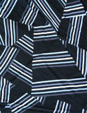 Large 9-11 Linear Geometric CROSS BACK SKATER DRESS Black Grey Light Blue White