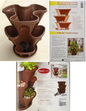 14-Qt STACK-A-POT Tiered Stackable HANGING Planter Pots BROWN Flowers Herbs *NEW