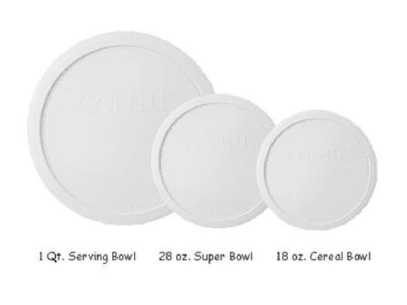 Corelle White Plastic BOWL COVERS Choice of: 1 Qt, 28-oz, 18-oz, Grab It, Petite
