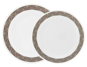 Corelle SAND SKETCH Choose: 10 1/4" DINNER or 8 1/2" LUNCH PLATE Taupe Tan Intertwining Spheres