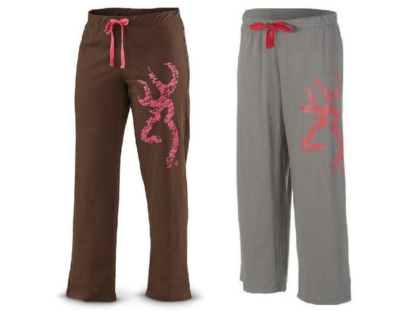Womens BROWNING Scribble LOUNGE PANTS Pink Distressed Buckmark BROWN or CHARCOAL