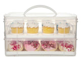 SNAPWARE Snap 'N Stack 2 LAYER CUPCAKE & COOKIE CARRIER *Plastic Holds 24 CAKES