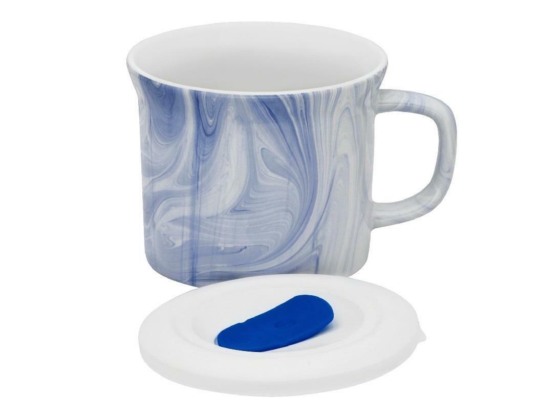 Corningware 1127566 20 oz Blue Marble Meal Mug with Lid