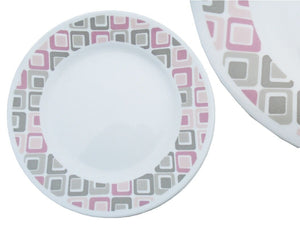 1 Corelle RETRO TILES 8 1/2" Wide Rim LUNCH Plate Gray Pink MOSAIC TILES New