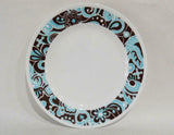 Corelle DANCING CAROUSEL 8.5" LUNCH PLATE Turquoise Brown Lightweight Vitrelle I