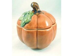 Halloween Autumn 4" CERAMIC PUMPKIN SPICE CANDLE JAR w/ Freshness LID 2.75-oz