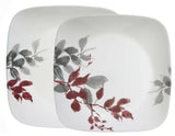 Corelle Square KYOTO LEAVES Dinner OR Lunch PLATE *Japanese Garden Red Gray