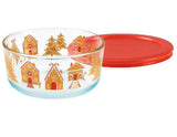 Pyrex LARGE 7 Cup GINGERBREAD VILLAGE Bowl Holiday Storage Candy House Trees
