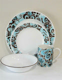 Corelle PRO DANCING CAROUSEL DINNER PLATE Turquoise Brown 30% Thicker Vitrelle 2