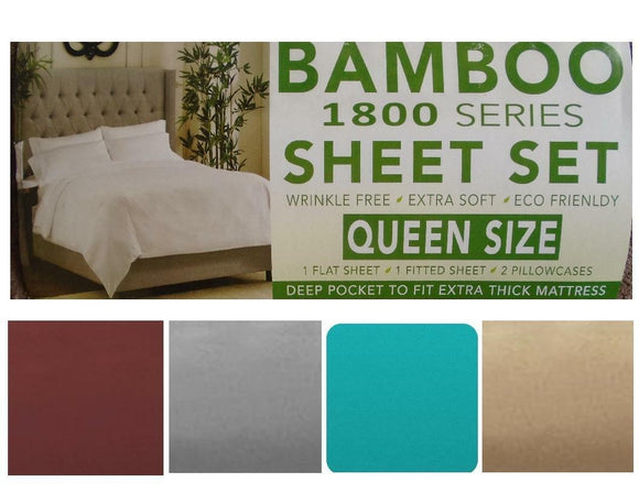 4-pc QUEEN Bamboo Luxury Sheet Set 1800 Series TURQUOISE BURGUNDY GREY or TAN