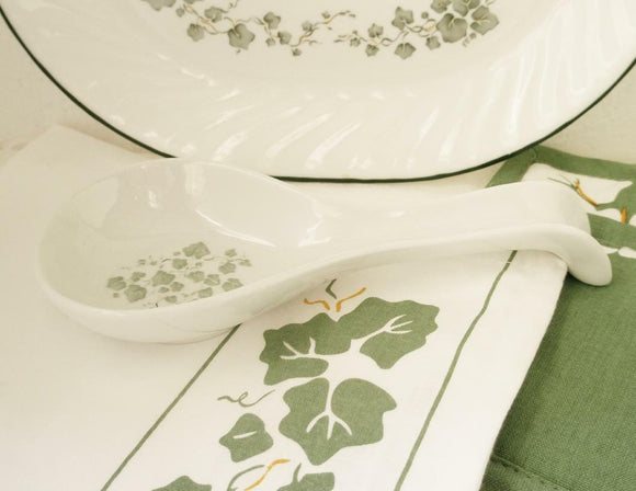 Corelle CALLAWAY IVY SPOON Utensil REST 8 3/4 x 4 *Very Thick Heavy PORCELAIN