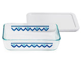 Pyrex SANTORINI SKY 3 Cup RECTANGULAR Storage Dish *Choose WHITE or BLUE