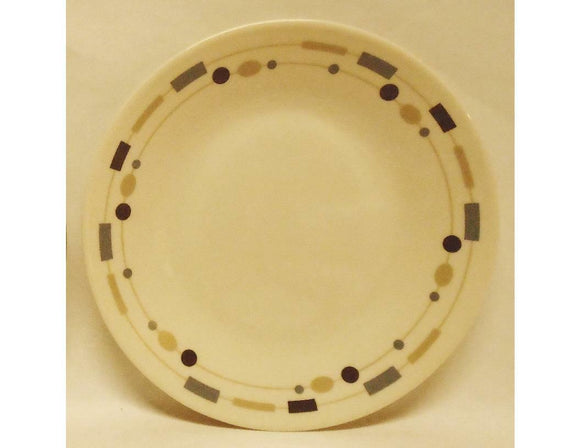 Corelle SANDSTONE CIRCLES 6 3/4 BREAD PLATE *Gold Gray Black Geometric Shapes NW