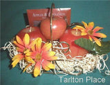 Autumn Harvest APPLES & CINNAMON Glass Burning Plate, Brass Basket, Sachet Gift