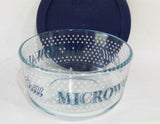 Pyrex MICROWAVE & CHILL 4 Cup STORAGE BOWL Hot Cold Foods Dark Blue Pink Dots