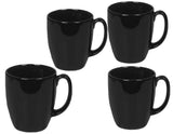 4 Corelle BLACK 11-oz MUGS Glossy Stoneware Coffee Cups CUSCO NOIR CAFE PALOMA