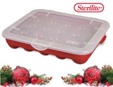 1 STERILITE Hard Plastic 20 CHRISTMAS ORNAMENT STORAGE Case BOX *Red Stackable