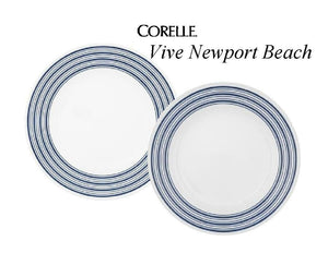 Corelle Vive NEWPORT BEACH 10 3/4" DINNER or 8 1/2" LUNCH Plate *BLUE Bands NEW