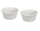 2 Corningware FRENCH WHITE Stoneware RAMEKINS Choose: ROUND 4-oz OR 7-oz