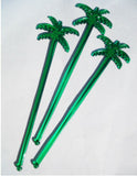 20 Green PALM TREES Leaves 7" Acrylic TROPICAL DRINK Cocktail Swizzle STIRRERS