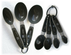 7pc EKCO 123 Measuring SCOOPS & SPOONS SET *Gray Cups Tbsp Tsp ml Canister Bake