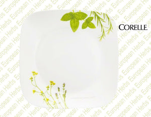 CORELLE Square EUROPEAN HERBS 9" Squared LUNCH Salad PLATE Earth Garden Green