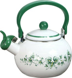 ❤️ CORELLE 2 Qt. WHISTLING TEA KETTLE Steel STOVETOP *SIMPLE LINES or SOUTH BEACH