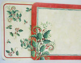 4 CHRISTMAS HOLLY 17x11 Reversible PLACEMATS Holiday Red Green Leaves Berries