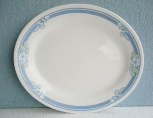 1 Corelle Jasmine OVAL PLATTER Plate Tray 9 1/2" Blue Green White Floral Blossom