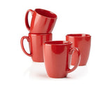 4 Corelle 11-oz BRIGHT HOLIDAY RED Stoneware Mugs Cups *Winter Holly -Cheerful Flurry