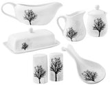 Corelle TIMBER SHADOWS Porcelain GRAVY BOAT Sauce *Black Grey Leafless Branches