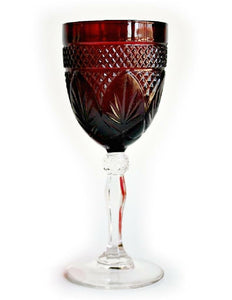 1 Durand CRISTAL d'Arques RUBY RED 10.5 oz WATER GOBLET 8" Clear Stem Holiday