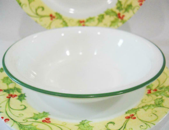 ❤️ NW Corelle Impressions HOLLY 18-oz GREEN RIM SOUP Cereal BOWL 7 1/4