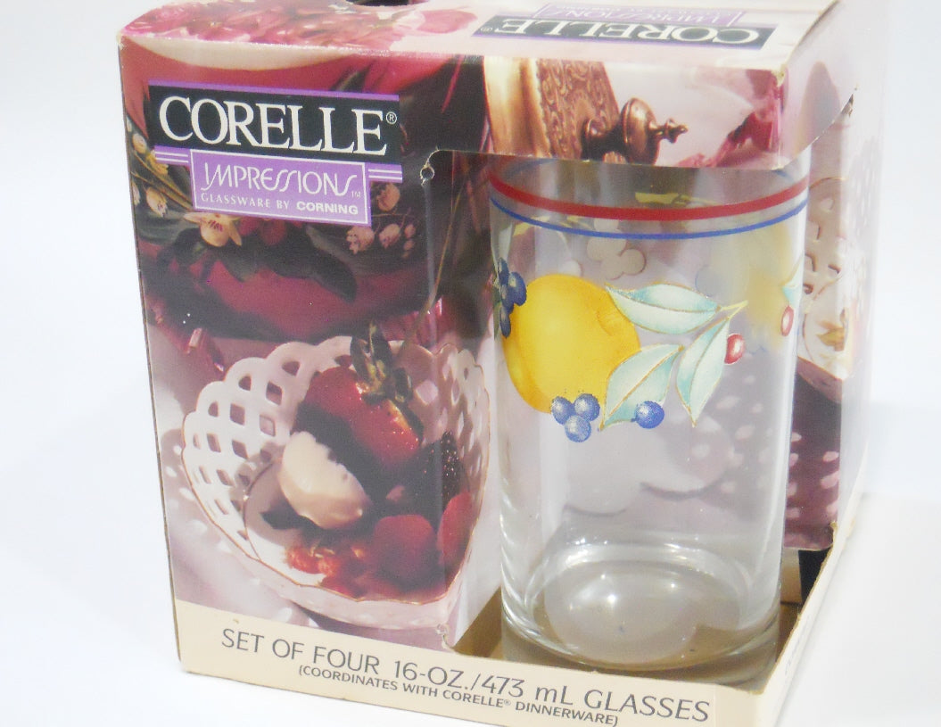 4 *NEW Corelle ABUNDANCE Fruit 16-oz GLASSES Iced Tea Tumblers Peach C –  Tarlton Place