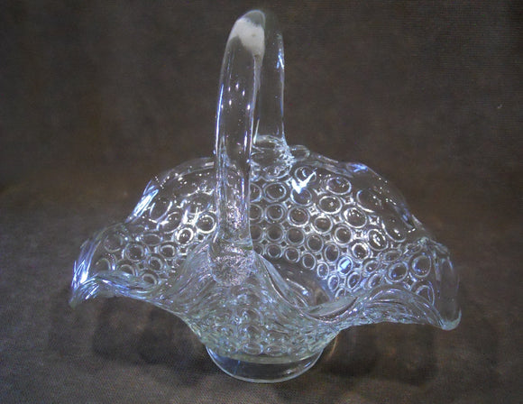 *Mint VTG. Pressed Glass BUBBLE BASKET Ruffled Rim Elegant EASTER Centerpiece
