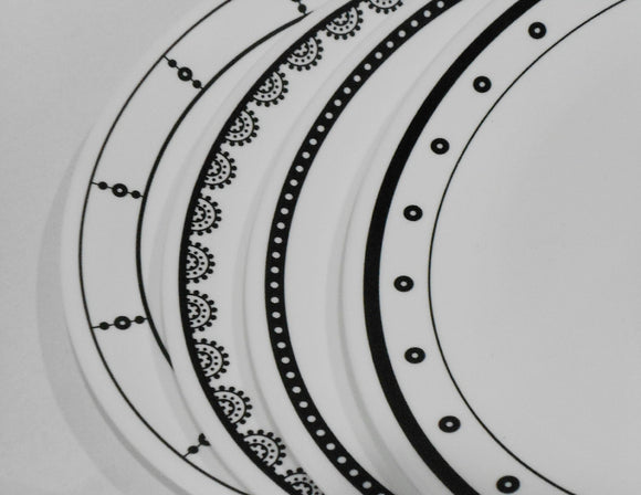 ❤️ NEW 4 Corelle BLACK & WHTE 10 1/4