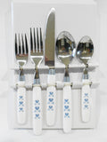 ❤️ 20-pc Corelle BLUE HEARTS Flatware Set *Serrated Knives Stainless Silverware