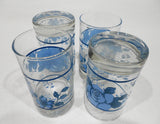 ❤️ 4 Corelle BLUE VELVET ROSES 7-oz JUICE GLASSES Glassware Weighted Bottoms "Crisa"