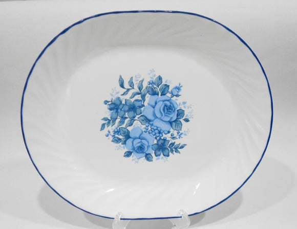 ❤️ Corelle BLUE VELVET 12 x 10 SERVING PLATTER Meat Plate Entrée Tray *Rose Motif Floral